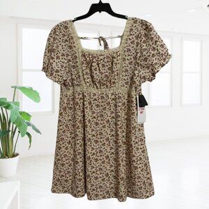 NWT Celebrity Pink Cream Floral Lace Dress 3X | Cottagecore Puff Sleeve Boho Vib